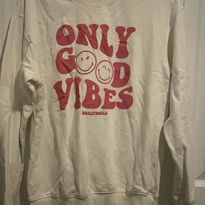 White Sweatshirt with Red Graphic